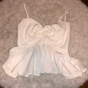 White peekaboo tie top